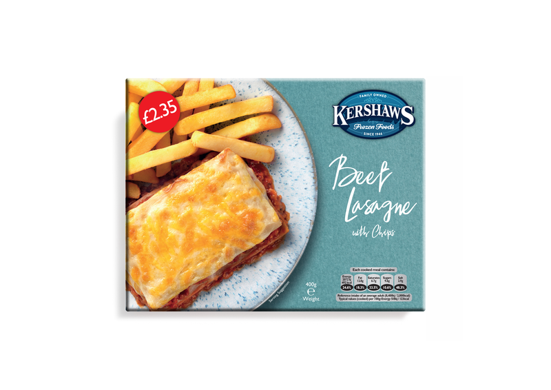 Kershaws Beef Lasagne UNIT 6x400g . Packed 2 units to a case.Unit Weight: 2.52 Kilos.
