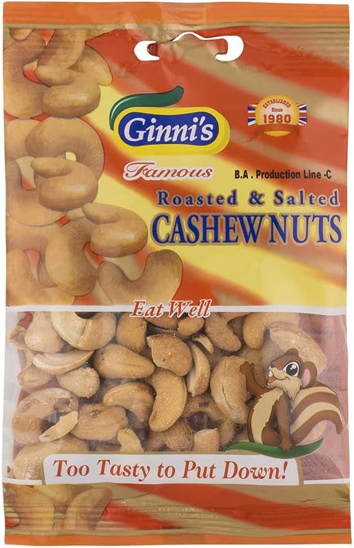 Ginni Roast Salt Cashews Bag 10x110g