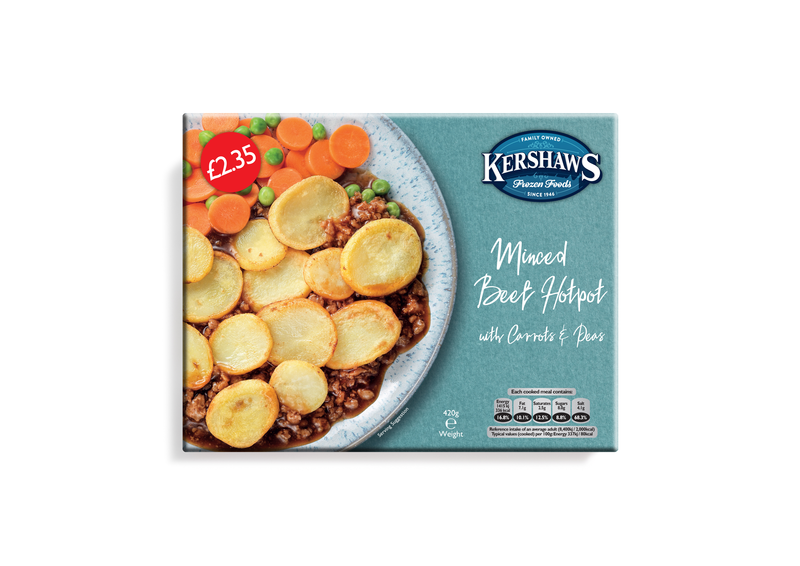 Kershaws Beef Hot Pot UNIT 6x400g . Packed 2 units to a case.Unit Weight: 2.53 Kilos.
