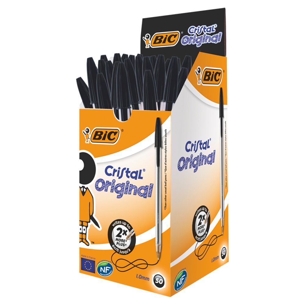 BIC Cristal Black Pens 50 Pack Box × 50 × 1