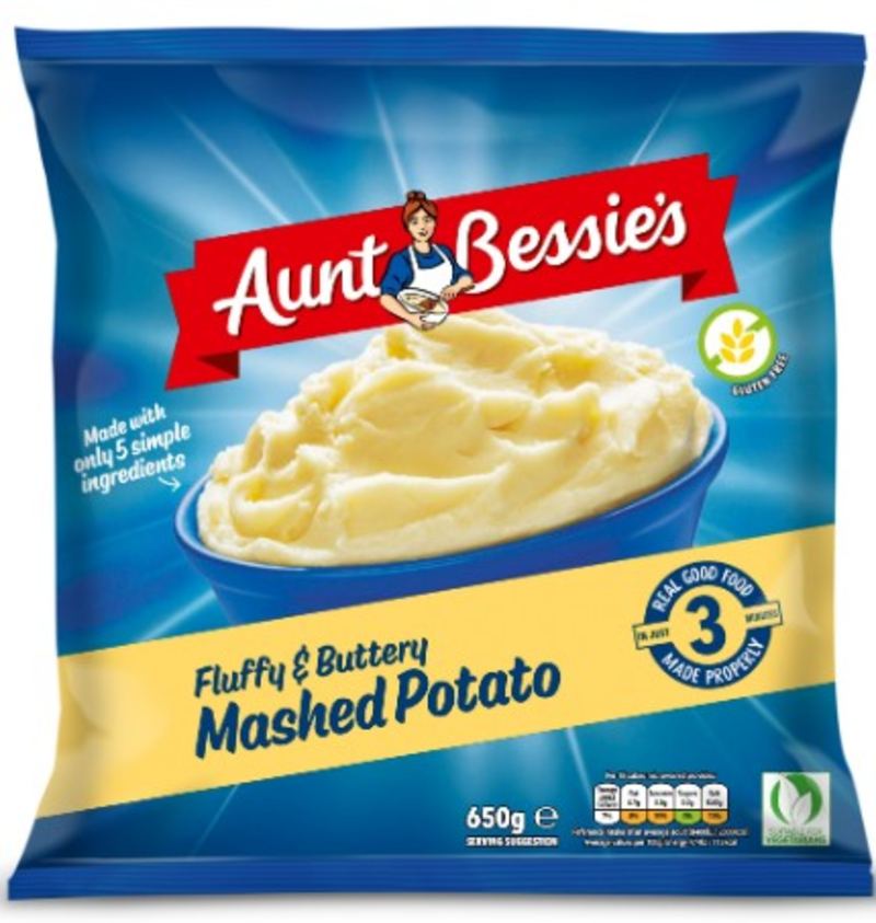 Aunt Bessie Home Style MASH UNIT 7x650g . Packed 2 units to a case.
Unit Weight: 4.60 Kilos.
