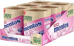 Mentos Gum Pure Fresh Bubblefresh Paper Bottle 6x50pc(6)