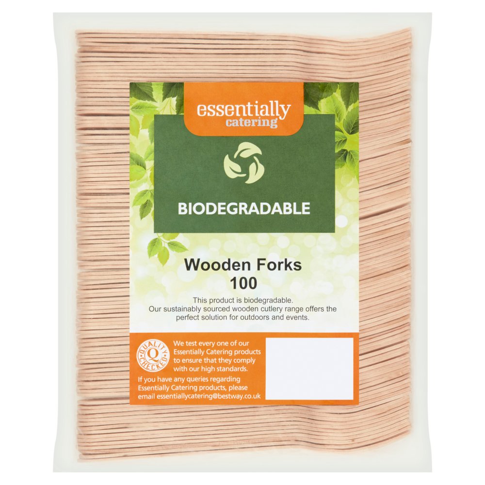 Essentially Catering Biodegradable 100 Wooden Forks 100s × 10