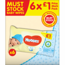 Huggies Pure Wipes 6x56's