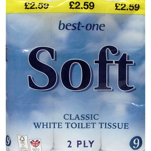 Bestone Soft Toilet Tissue White PM £2.59 9Roll × 5 × 1