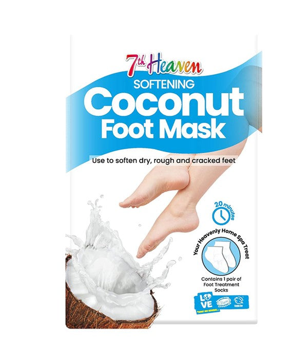 7TH HEAVEN SOFTENING COCONUT FOOT MASK 1 Pair Pedicure and Manicure Asetena Pa