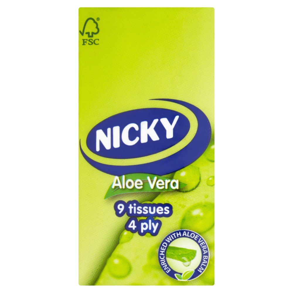 Nicky Aloe Vera 4 Ply 9 Tissues 10pk × 1