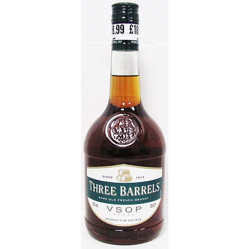 Three Barrels Brandy PM £18.99 38% 70Cl × 6