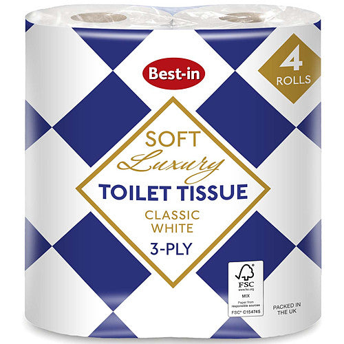 Bestin Luxury Toilet Rolls White 4Roll × 10 × 1