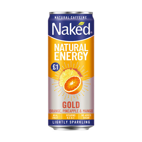 Naked Natural Energy Gold Orange, Pineapple & Mango 250ml 250ml × 12 × 1