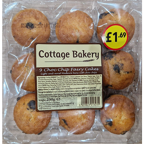 Cottage Bakery 9 Choc Chip Fairy Cakes 230g 230g × 1