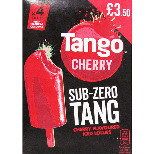 Tango Cherry Sub Zero Tang Lollies PM £3.50 4pk × 1