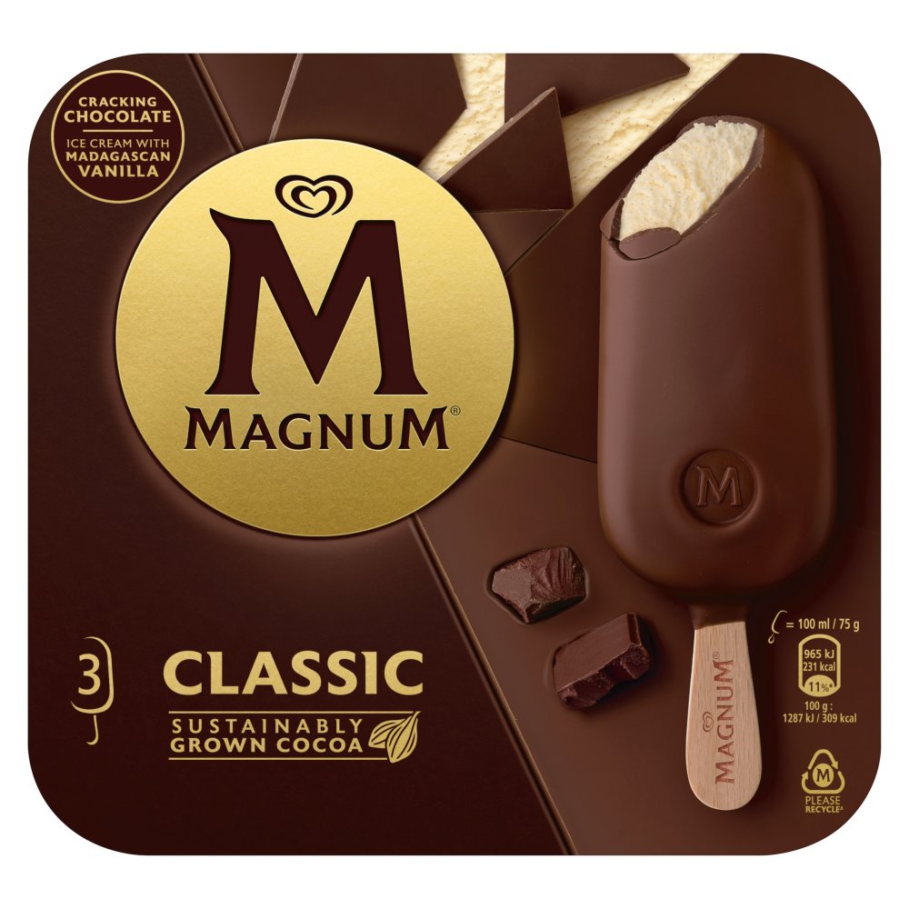Magnum Ice Cream Sticks Classic 3x 100 ml 3pk × 1