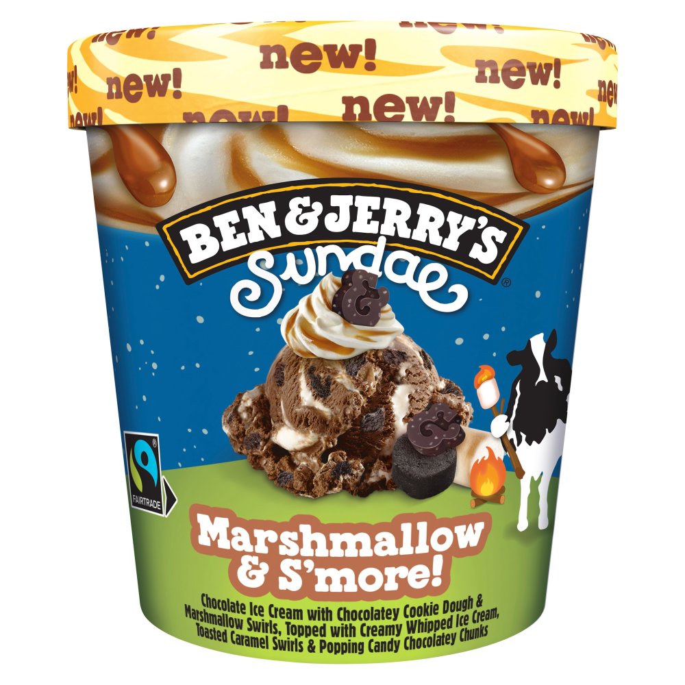 Ben & Jerry's Sundae Ice Cream Tub Marshmallow & S'more 427ml 427ml × 8