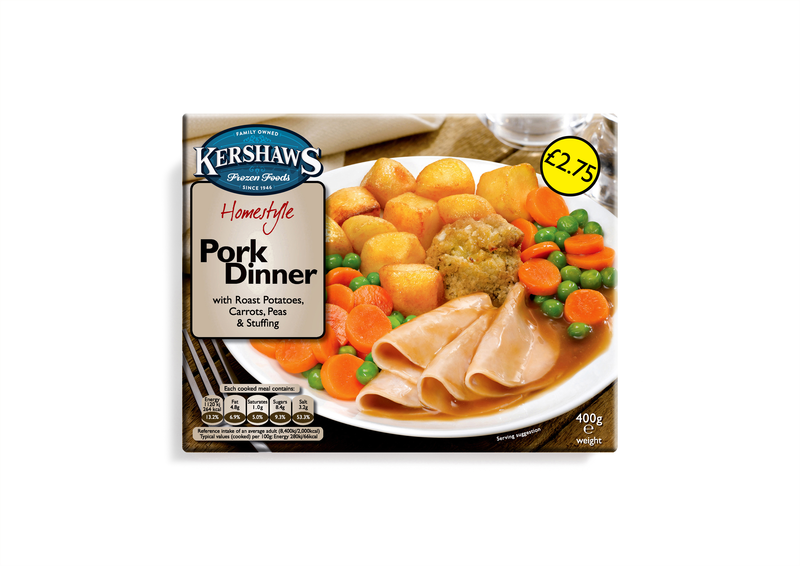 Kershaws Pork Dinner UNIT 6x400g . Packed 2 units to a case.Unit Weight: 2.52 Kilos.