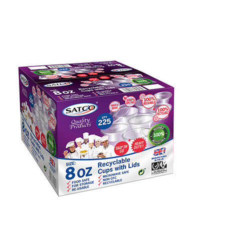 Satco Microwaveable Round Cups & Lids 8Oz 225s × 1