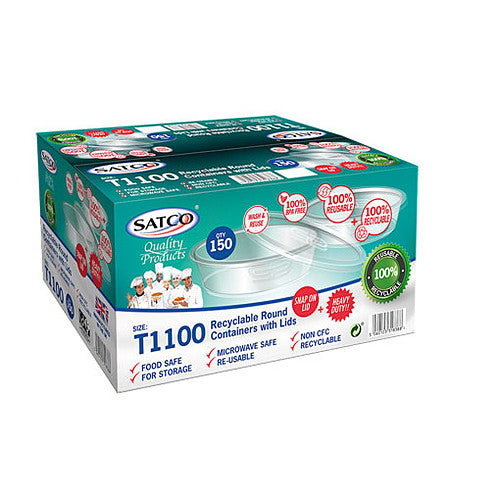 Microwaveable Round Container & Lid T1100 150s × 1