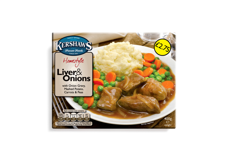 Kershaws Liver & Onion UNIT 6x400g . Packed 2 units to a case.Unit Weight: 2.52 Kilos.