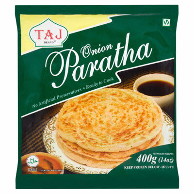 TAJ Onion Paratha UNIT 6x400g . Packed 2 units to a case.
Unit Weight: 2.40 Kilos.