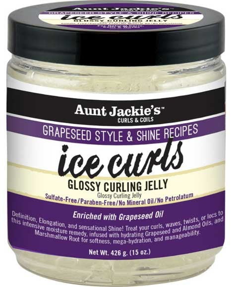 AUNT JACKIES CURLS AND COILS GRAPESEED STYLE AND SHINE ICE CURLS GLOSSY CURLING JELLY 426 g Hair Styling Asetena Pa