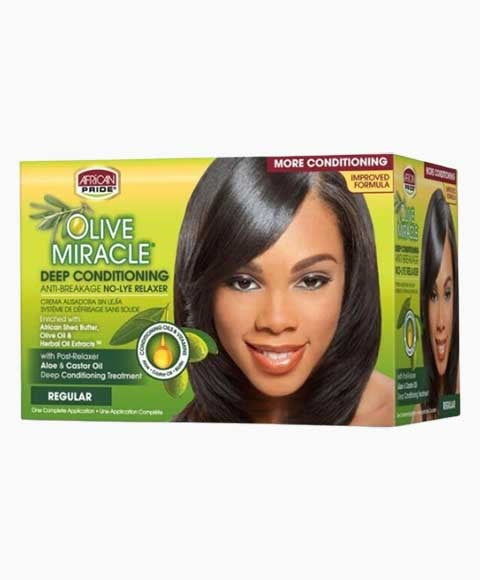OLIVE MIRACLE ANTI BREAKAGE DEEP CONDITIONING NO LYE RELAXER 1 Application Kit Color Regular Relaxer n Texturizer Asetena Pa