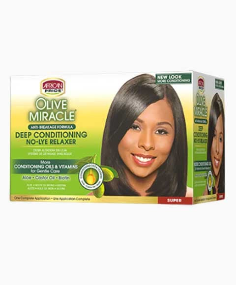 OLIVE MIRACLE ANTI BREAKAGE DEEP CONDITIONING NO LYE RELAXER SUPER 1 Application Kit Relaxer n Texturizer Asetena Pa
