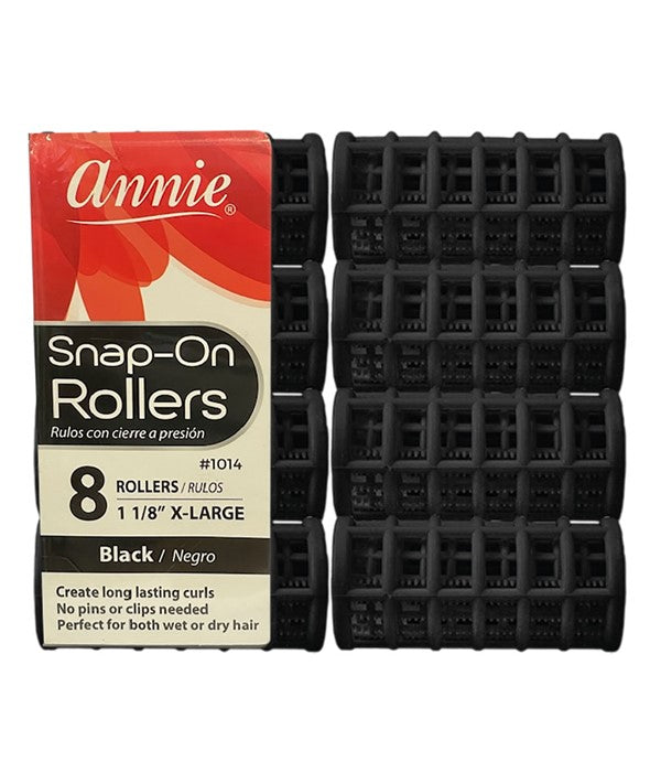ANNIE SNAP ON ROLLERS 1014 8 X-Large Rollers Color Black Kids Hair Accessories Asetena Pa