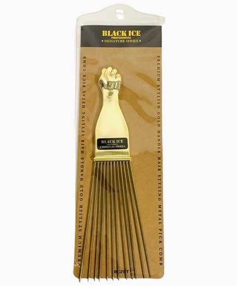 BLACK ICE PROFESSIONAL GOLD HANDLE METAL PICK COMB BIC212T Hair Brushes and Combs Asetena Pa