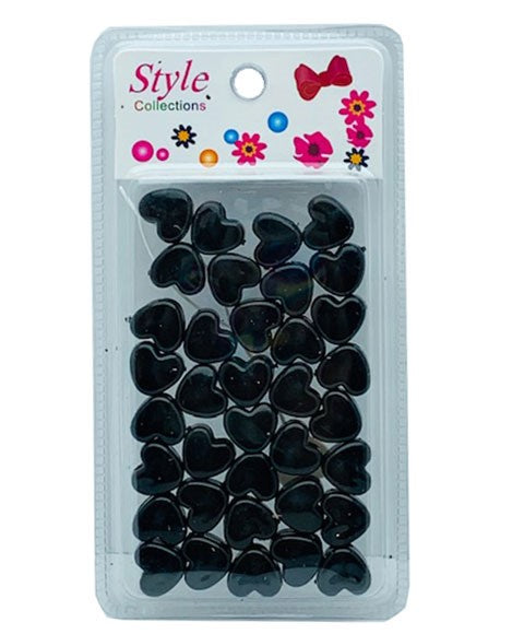 STYLE COLLECTION HEART SHAPE HAIR BEADS BD003BLK Color Black Kids Hair Accessories Asetena Pa