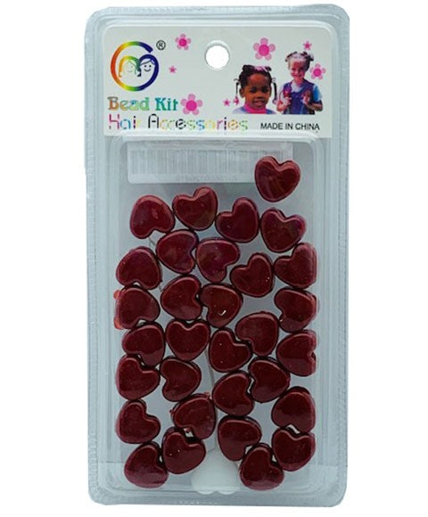 STYLE COLLECTION HEART SHAPE HAIR BEADS BD003 MAROON Kids Hair Accessories Asetena Pa
