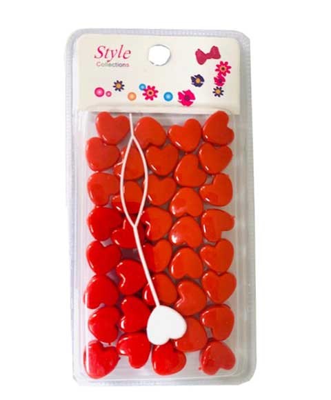 STYLE COLLECTION HEART SHAPE HAIR BEADS BD003 RED Kids Hair Accessories Asetena Pa