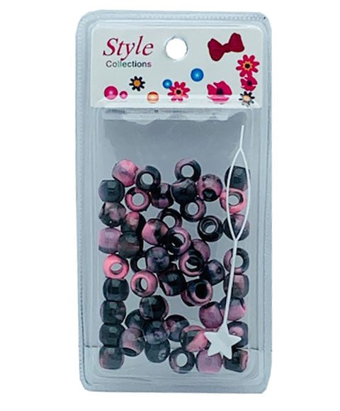 STYLE COLLECTION PATTERN BEADS BD012 BLACK AND LIGHT PINK Kids Hair Accessories Asetena Pa