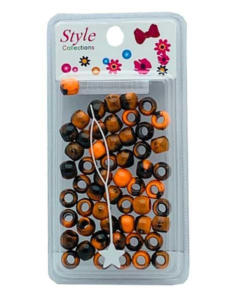 STYLE COLLECTION PATTERN BEADS BD012 BLACK AND ORANGE Kids Hair Accessories Asetena Pa