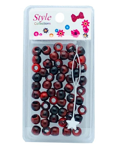 STYLE COLLECTION PATTERN BEADS BD012 BLACK AND RED Kids Hair Accessories Asetena Pa