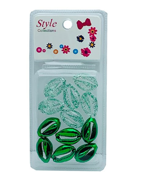STYLE COLLECTION 2 TONE SHELL BEADS BD015 GREEN Kids Hair Accessories Asetena Pa