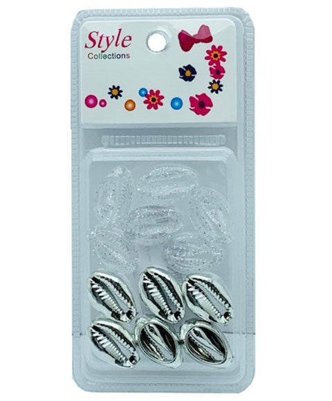 STYLE COLLECTION 2 TONE SHELL BEADS BD015 SILVER Kids Hair Accessories Asetena Pa