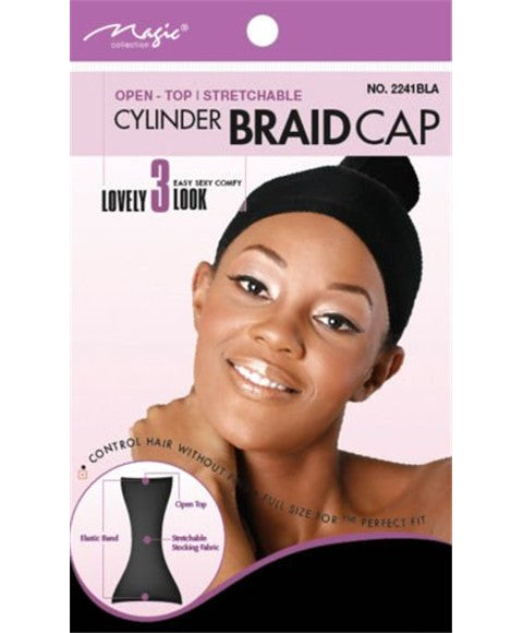 MAGIC COLLECTION STRETCHABLE CYLINDER BRAID CAP Color Black Durags and Caps Asetena Pa