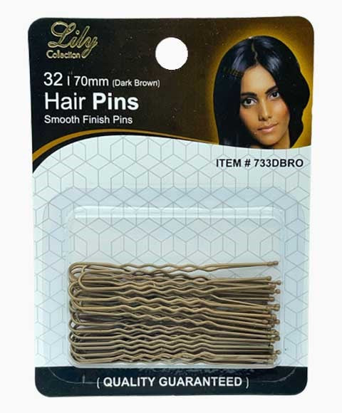 LILY COLLECTION HAIR BUN PINS 733DBRO 32 (70mm) Color Dark Brown Kids Hair Accessories Asetena Pa
