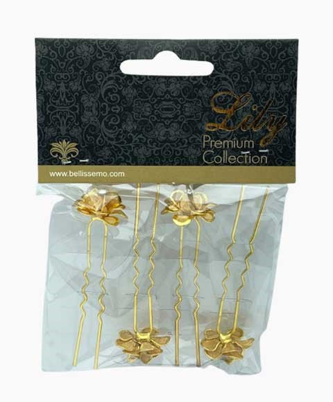 LILY PREMIUM COLLECTION HAIR PINS G1020 4 Pins Color Gold Kids Hair Accessories Asetena Pa