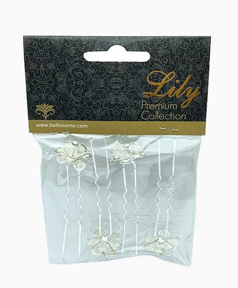 LILY PREMIUM COLLECTION HAIR PINS S1020 4 Pins Color Silver Kids Hair Accessories Asetena Pa