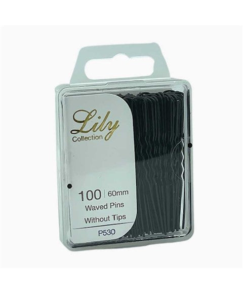 LILY COLLECTION WAVED PINS WITHOUT TIPS P530 60 mm x100 pcs Color Black Kids Hair Accessories Asetena Pa