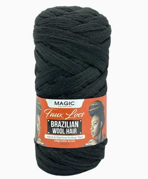 MAGIC COLLECTION FAUX LOCS BRAZILIAN WOOL HAIR BLACK 100 g Hair for Braid Extensions Asetena Pa