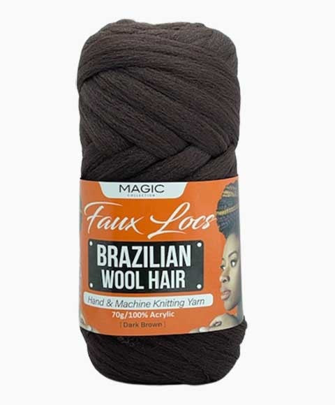 MAGIC COLLECTION FAUX LOCS BRAZILIAN WOOL HAIR 70 g Color Dark Brown Hair for Braid Extensions Asetena Pa