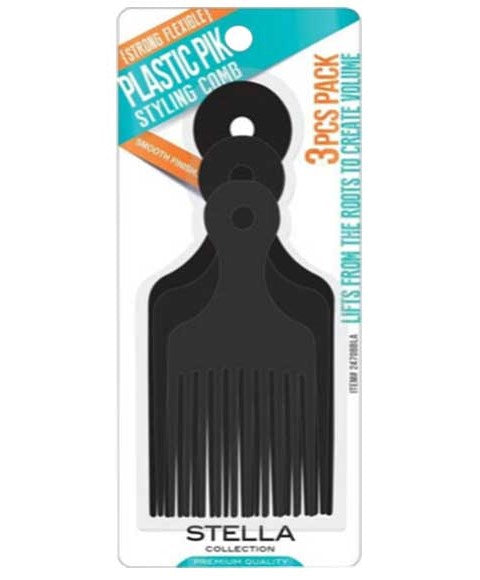 MAGIC COLLECTION PLASTIC PIK COMB 2470 3 pcs Color Black Hair Brushes and Combs Asetena Pa