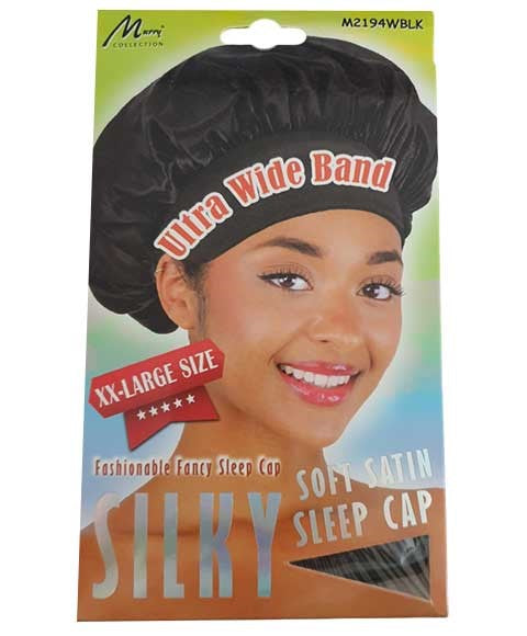MURRY COLLECTION SOFT SATIN SILKY SLEEP CAP Color M2194WBLK Durags and Caps Asetena Pa