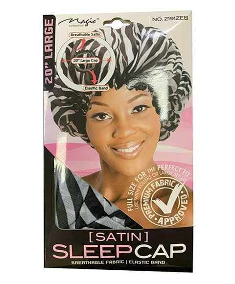MAGIC COLLECTION SATIN SLEEP CAP 2191ZEB Large Durags and Caps Asetena Pa