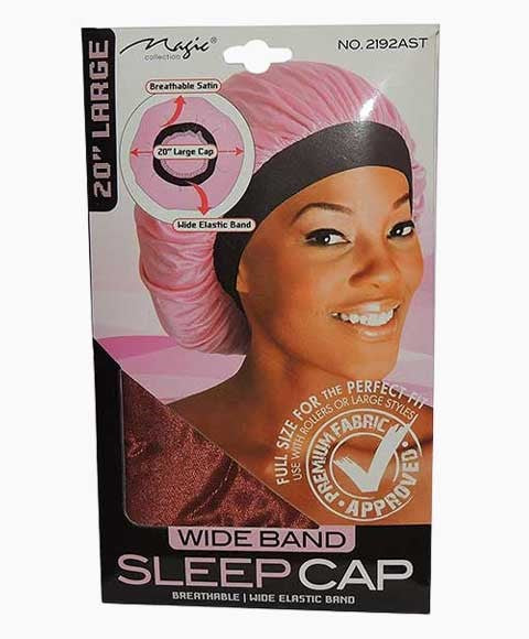 MAGIC COLLECTION WIDE BAND SLEEP CAP 2192AST Large Color Assorted Durags and Caps Asetena Pa