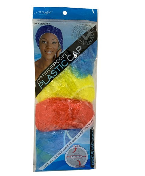 MAGIC COLLECTION WATER PROOF PLASTIC CAP 2199AST 8 pcs Color Assorted Durags and Caps Asetena Pa