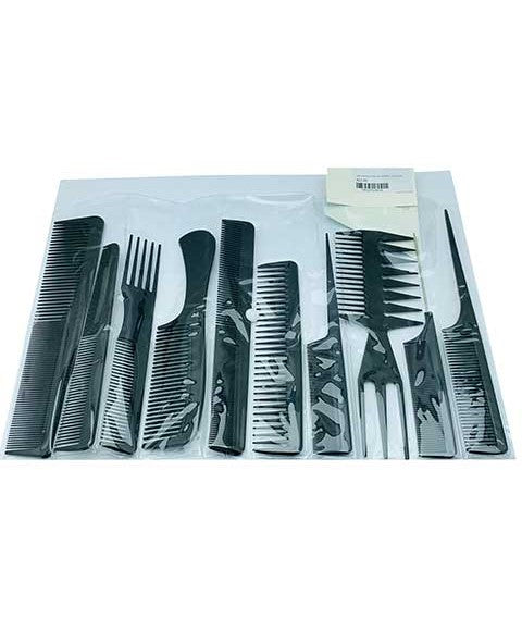 STELLA COLLECTION COMB SET 24260BLA 10 pcs Color Black Hair Brushes and Combs Asetena Pa