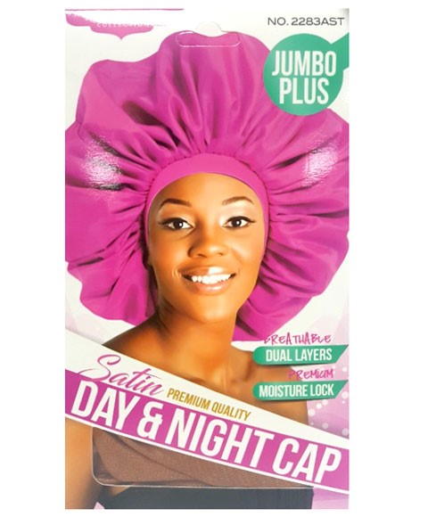 MAGIC COLLECTION SATIN JUMBO PLUS DAY AND NIGHT CAP 2283AST Color Assorted Durags and Caps Asetena Pa